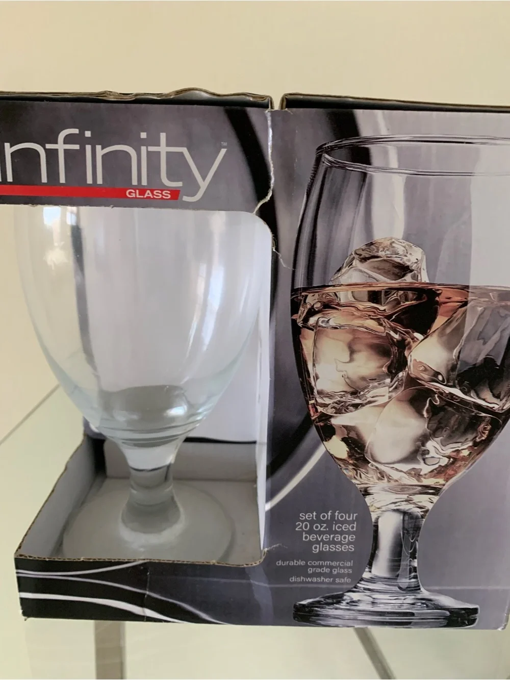NFINITY Clear Glass Iced Beverage Goblet - Clear Glass set of 4